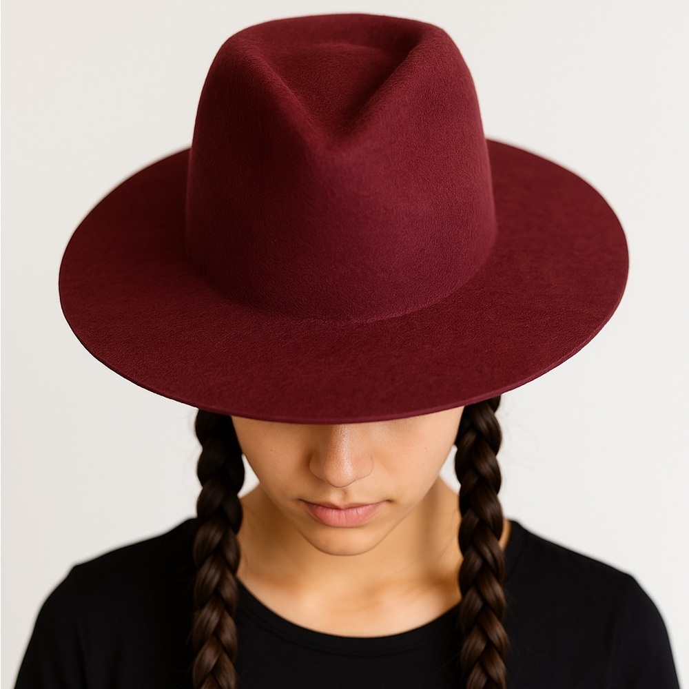 Twister wool felt festival hat size Small Maroon in color - Picture 7 of 7
